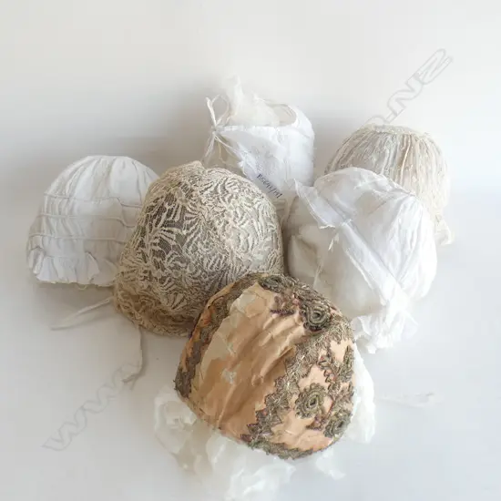 Six antique babies christening caps,